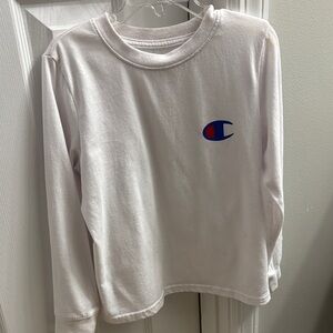 Champion Kids White Long Sleeve Tee with Logo